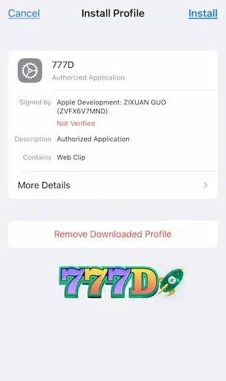 777D প্রোফাইল সিলেক্ট করে ডিভাইসে ইনস্টল করুন।